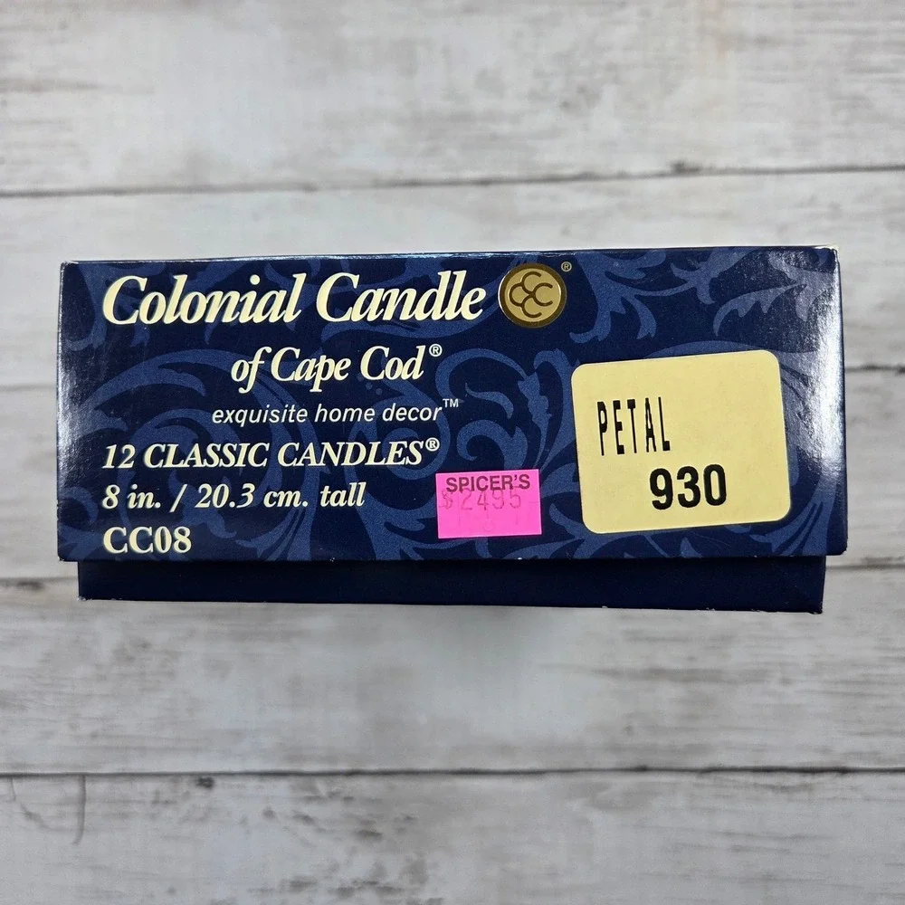 Colonial Candle Taper Candles‎ 8in Pink Blue White 12pk Classic CC08 Fluted